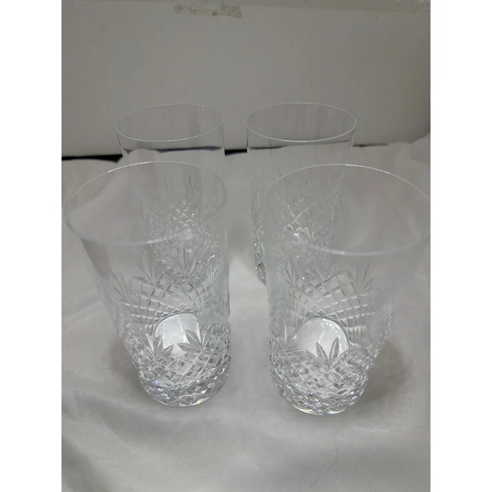 Unbranded Highball Glasses Set of 4 Clear Excellent Diamond Cut Crystal Style